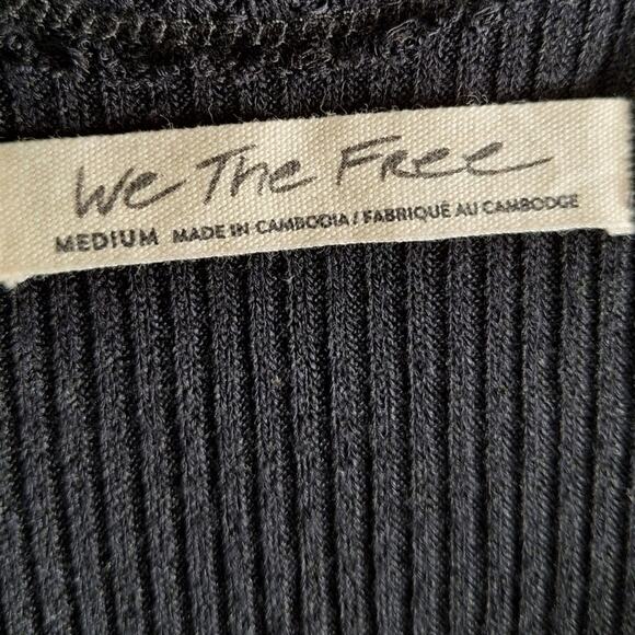 We the Free Black Knit Oversize Crop Tank Low Back Raw Hem Soft Slouchy Chic M - Picture 3 of 8